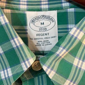 Brooks Brothers Shirt Men M Green Plaid 1818 Regent Long Sleeve Button Down